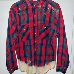 Vintage Women’s Skull Patched Thick Flannel